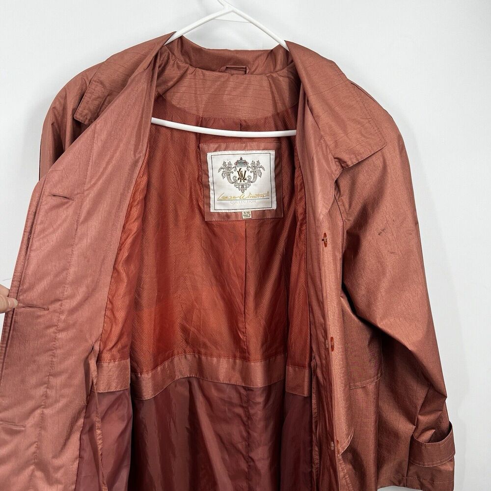 Laura Winston Rose Gold 3/4 Sleeve Single Breasted Trench Coat Classy 9/10 VTG - Picture 8 of 16